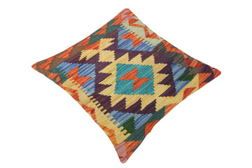handmade Traditional Pillow Rust Blue Hand-Woven SQUARE 100% WOOL kilim throw pillow